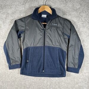 Columbia Youth Boys Small 6‎ Blue Grill Mt Overlay Fleece Jacket Full Zip Coat